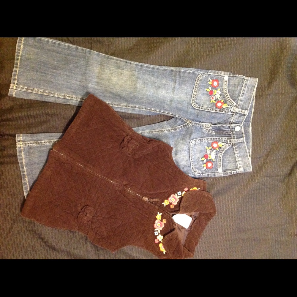 Girls corduroy vest and jeans